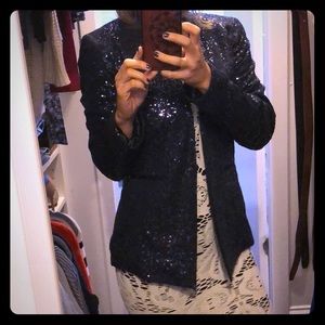Tahari sequined navy blazer